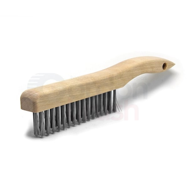 3 x 16 Row 0.012" SS Wire and Wood Shoe Handle Scratch Brush
